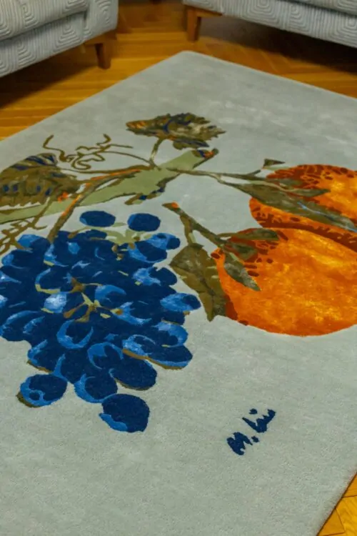 rug M. LEIS “GRAPES AND TANGERINES” by Miurio Studio